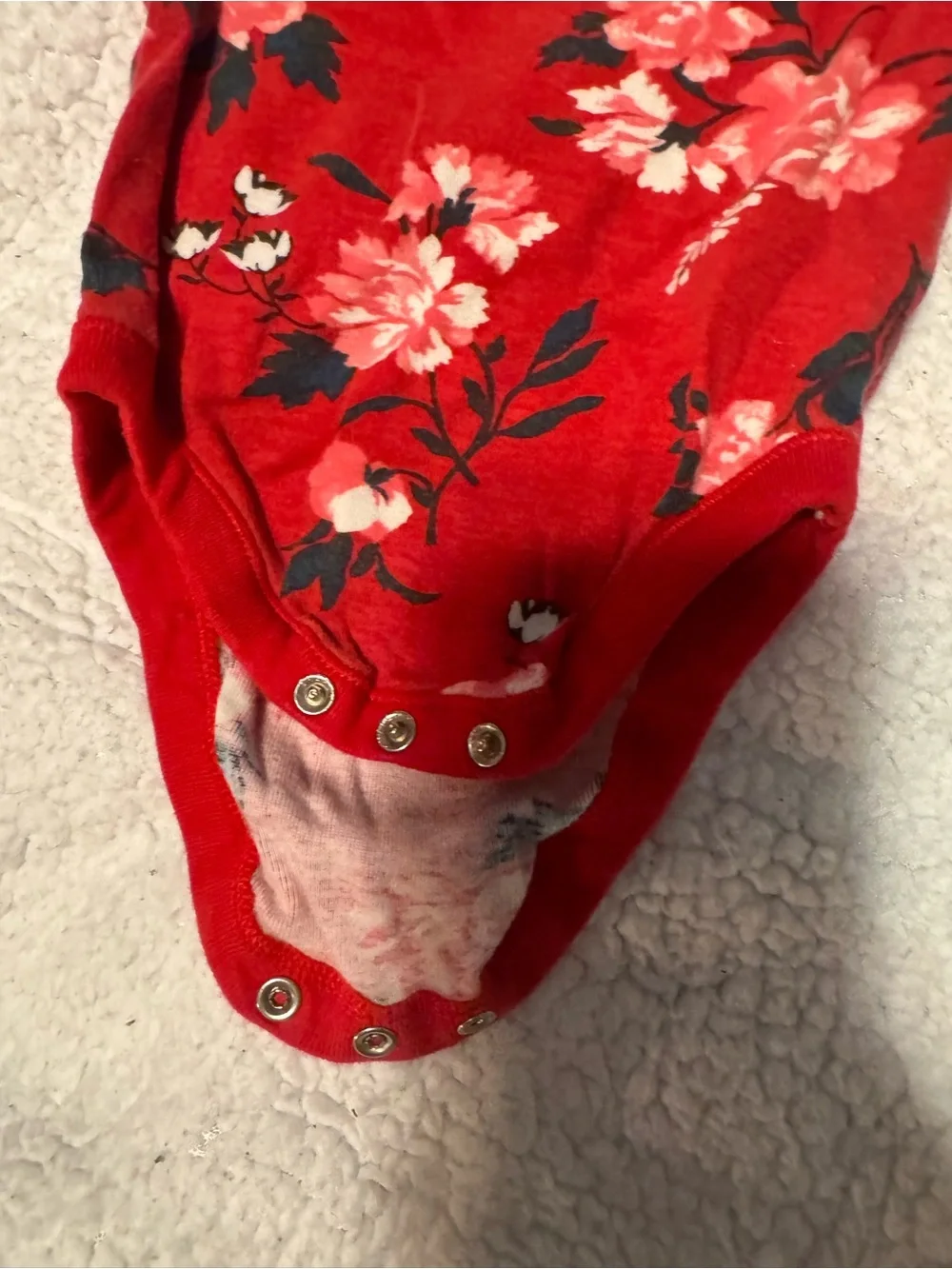 Old Navy Red Floral Long-Sleeve Bodysuit